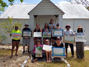 Outdoor painting session at Nurse Leila’s house in West Bay, 8 April 2024